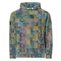 De Nada Braddah Weathered Patchwork Hoodie - front view, sun-bleached checker mosaic all-over print