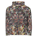 De Nada Braddah Sun-Faded Mosaic Hoodie - front view, weathered fragmented mosaic all-over print